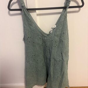 Eyelet Lace romper in Sage Green